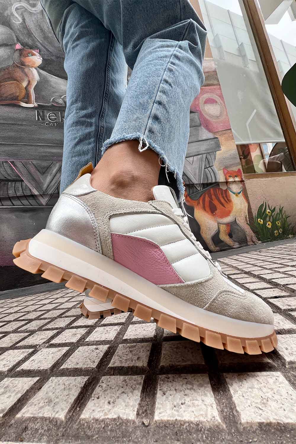 PMK SHOES - Wholesale Lifestyle Sneakers - Women's - Mule - Pink - Handmade Cow Leather Sneakers1