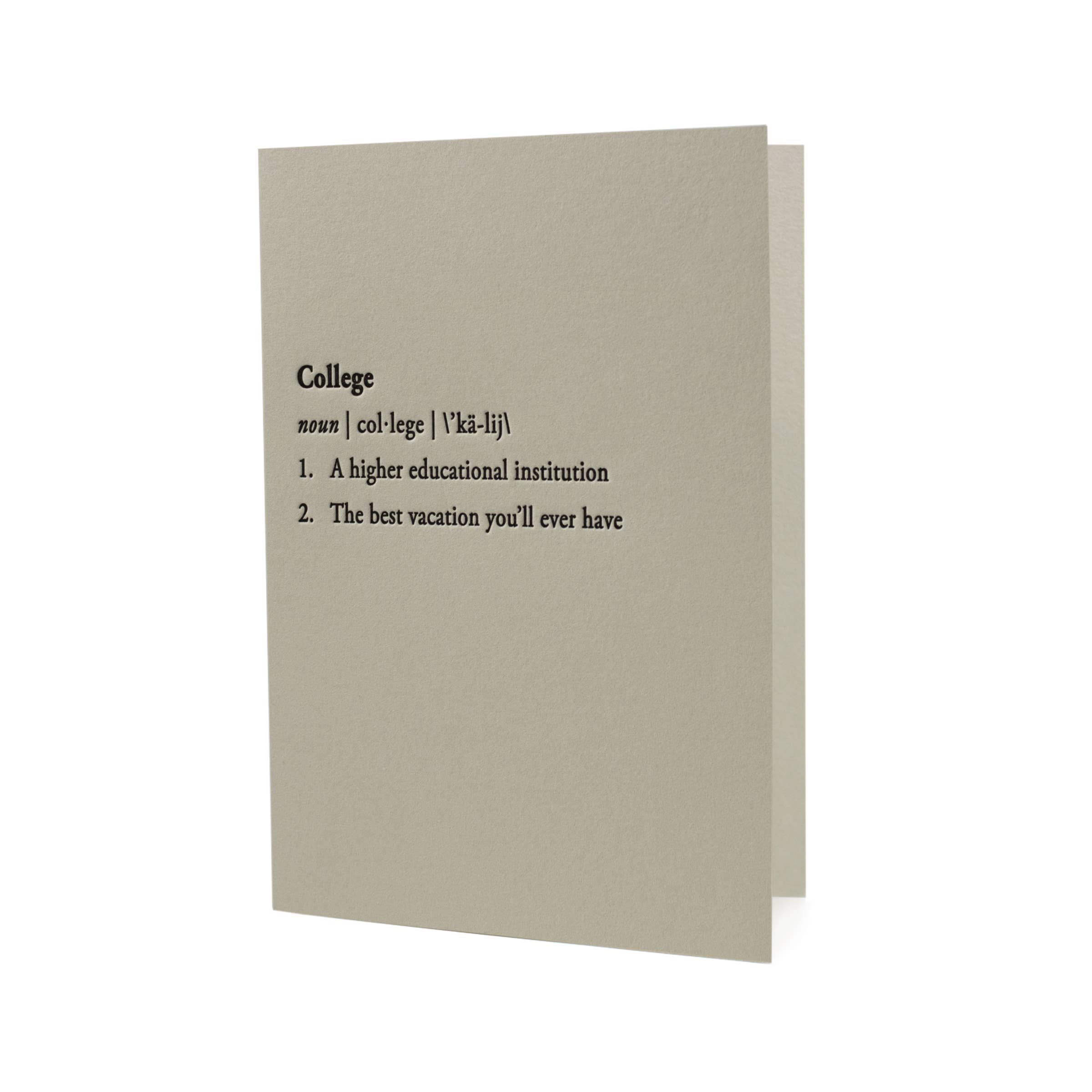 Hat Wig Glove Co. - Wholesale Everyday Greeting Card - College Definition Letterpress Card0