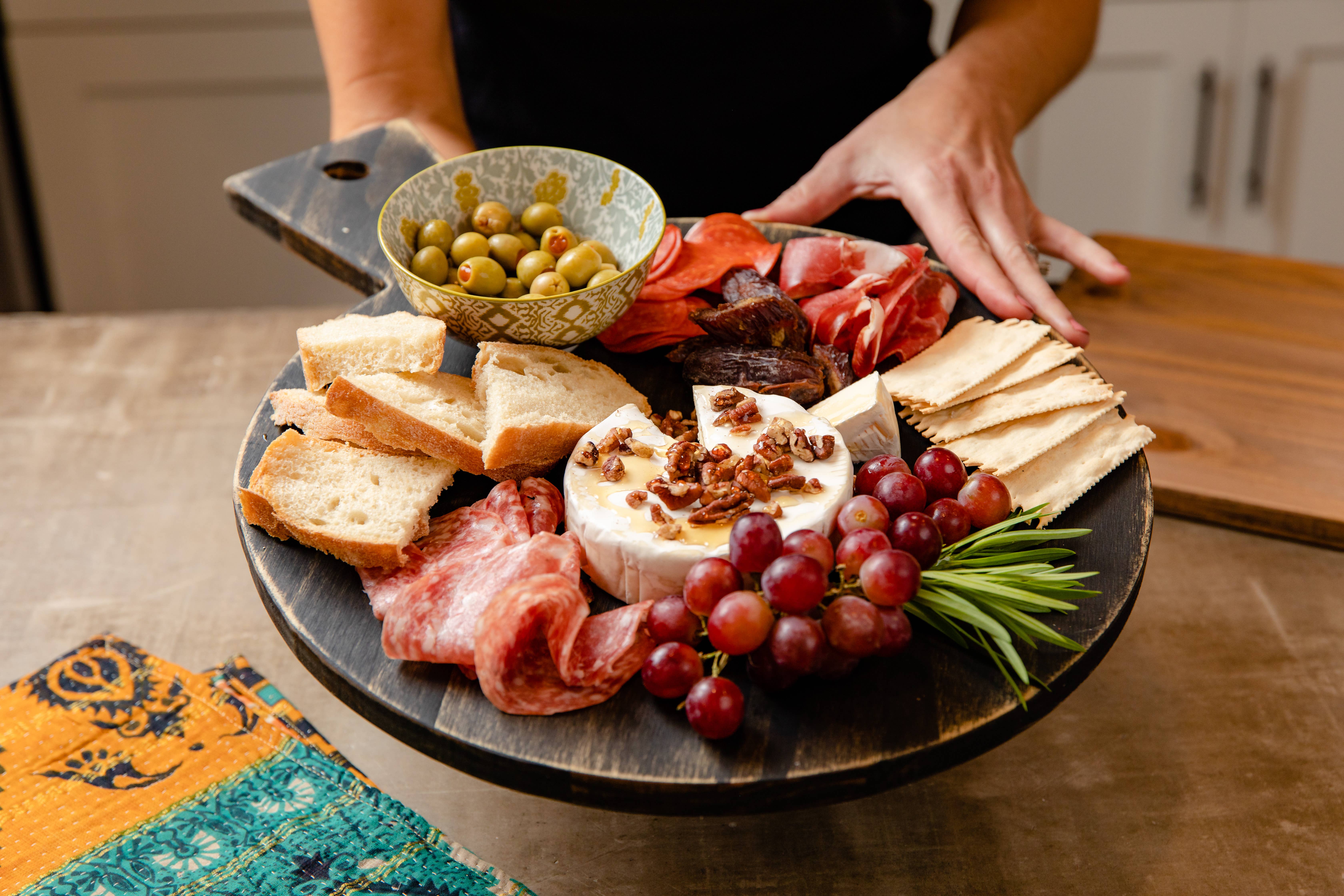 Grace Graffiti - Wholesale Cutting Board - Circle Wooden Paddle, Bread Board, Charcuterie, 23"3