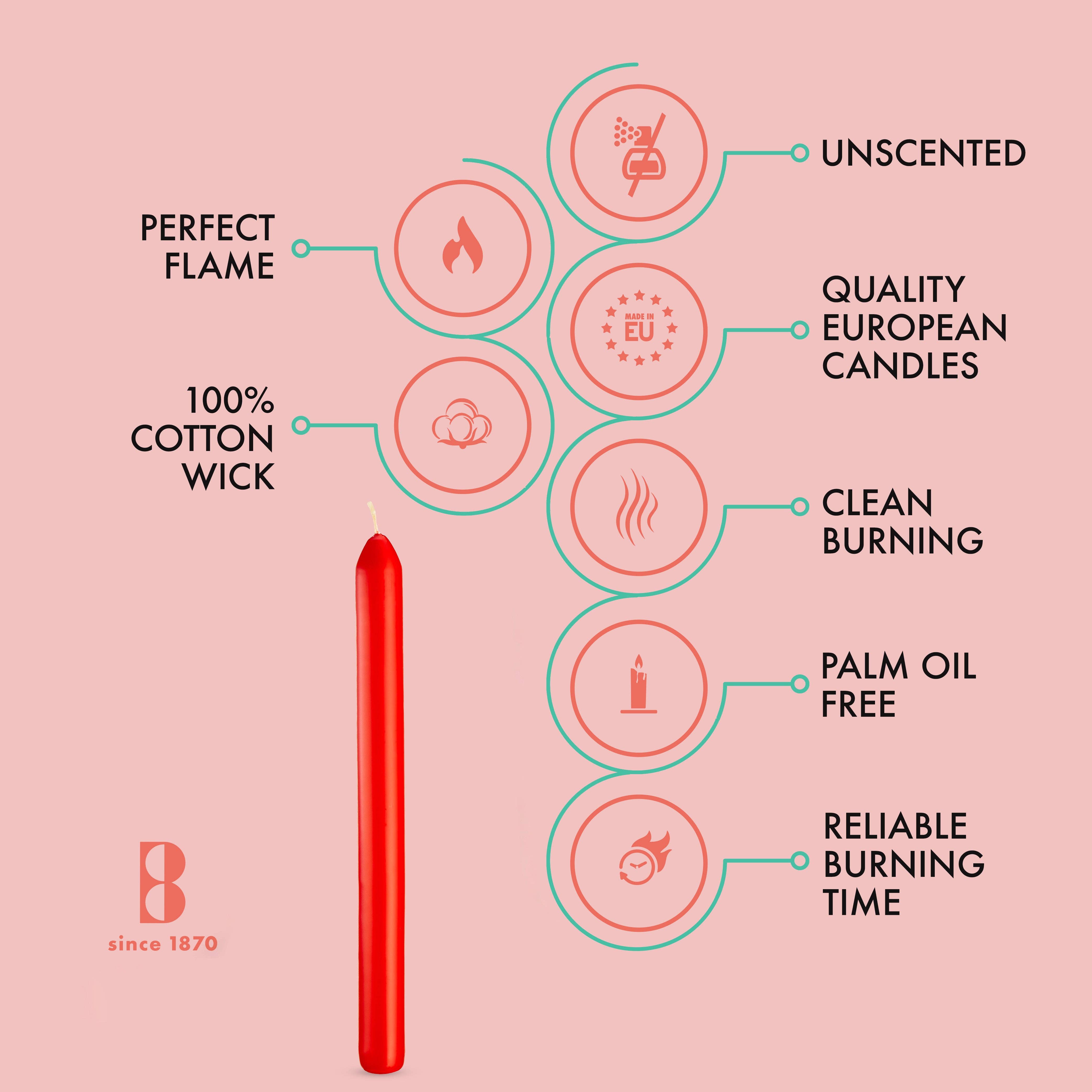 BOLSIUS - Wholesale Tapered Candle/Candlestick - 9 Inch Dinner Taper Candles 10 Pack - Wedding, Decorative, Holiday, Colored Unscented Taper Candles18