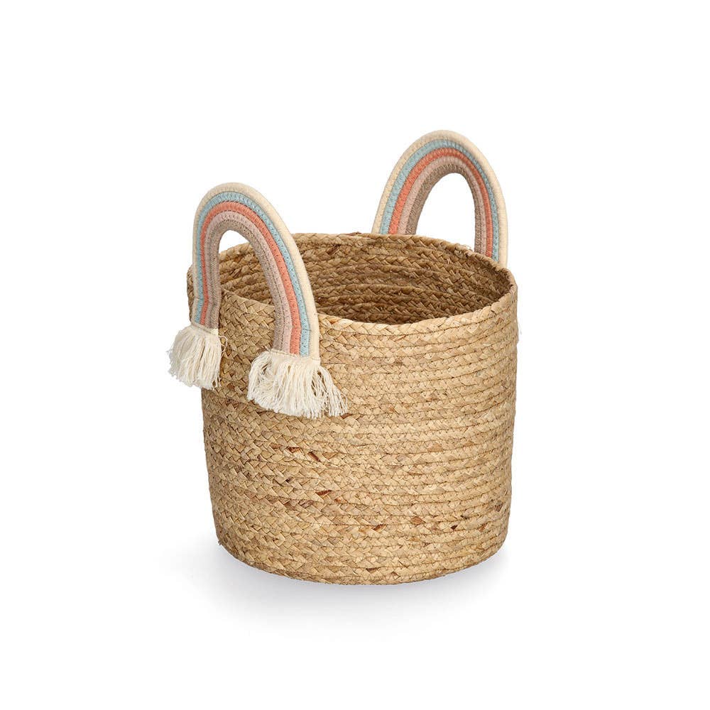 nature Storage basket "Rainbow", seagrass/cotton for wholesale on Faire0