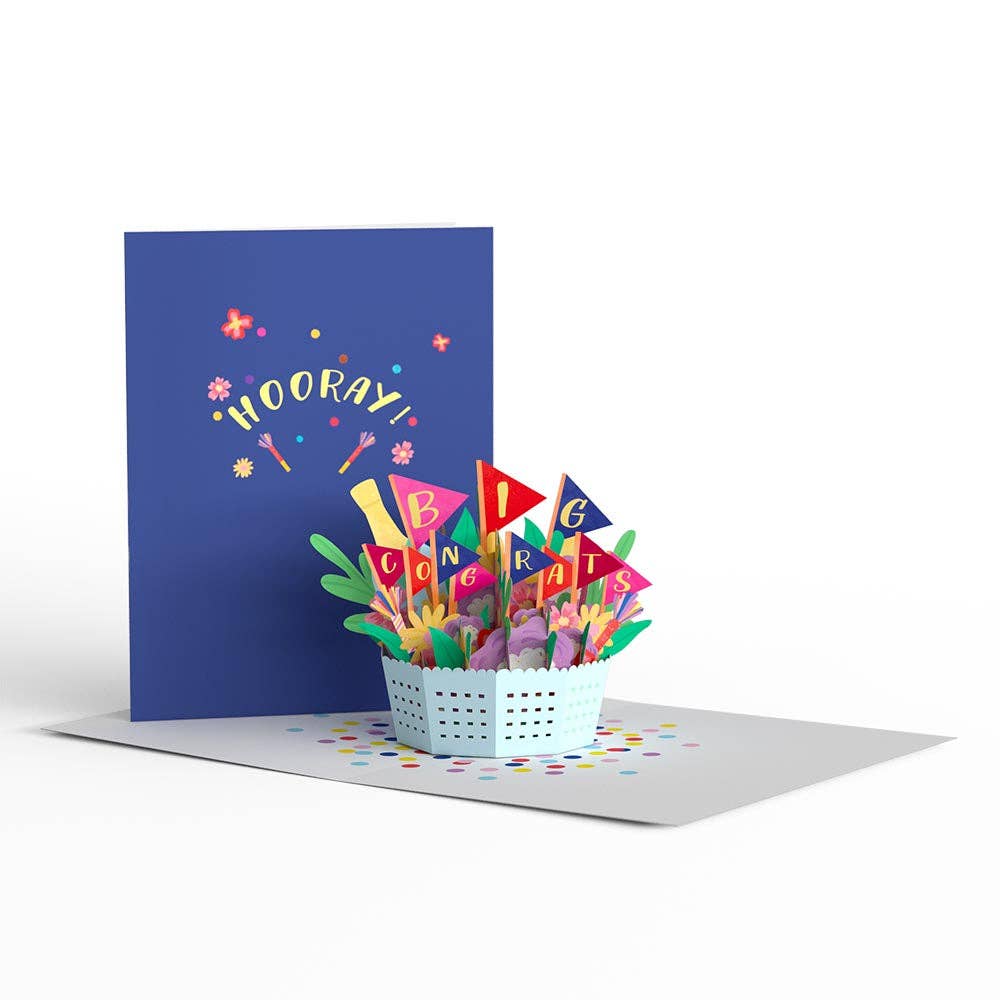 Lovepop Cards - Wholesale Congratulations Card - Big Congrats Flower Basket 4.5" x 5.9" Paperpop Card®, Vase3