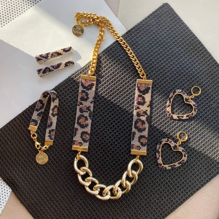 Handmade Leopard Print Gold Chain Priestess Necklace for wholesale by Shh by Sadie