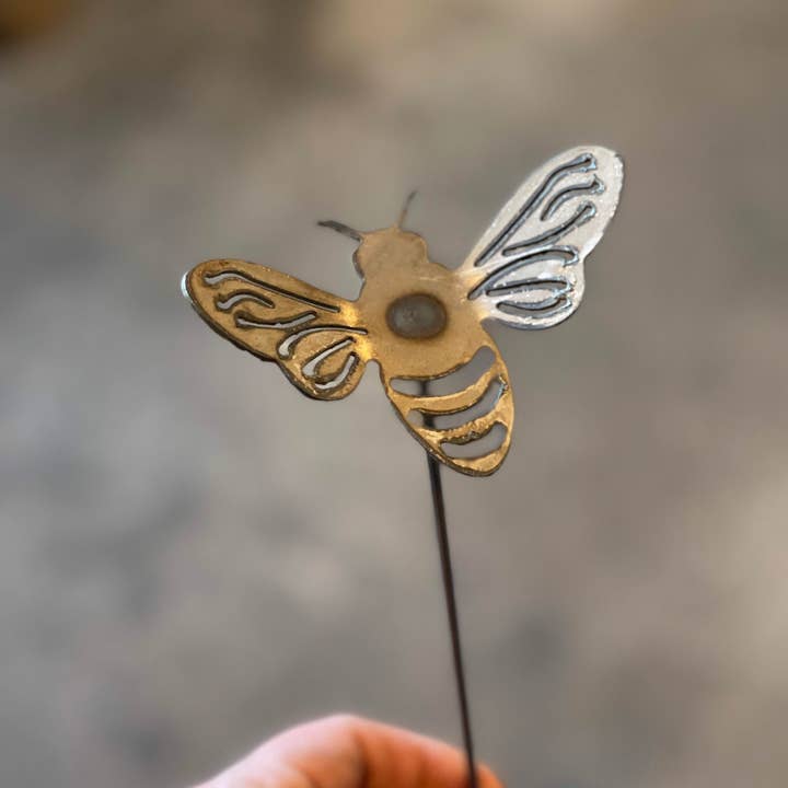 608 The Factory - Wholesale Garden/Lawn Stake - Metal Bumble Bee Garden Stake Set of 24 Pollinators