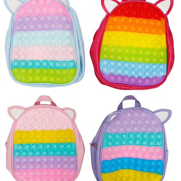 Cap Zone - Wholesale Backpack - Women's - Cat Ear Silicone Zippered Faux Leather Backpack