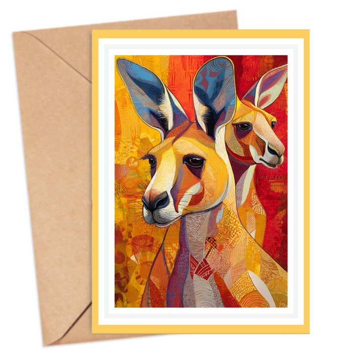 Kangaroos Card for wholesale by ikonink
