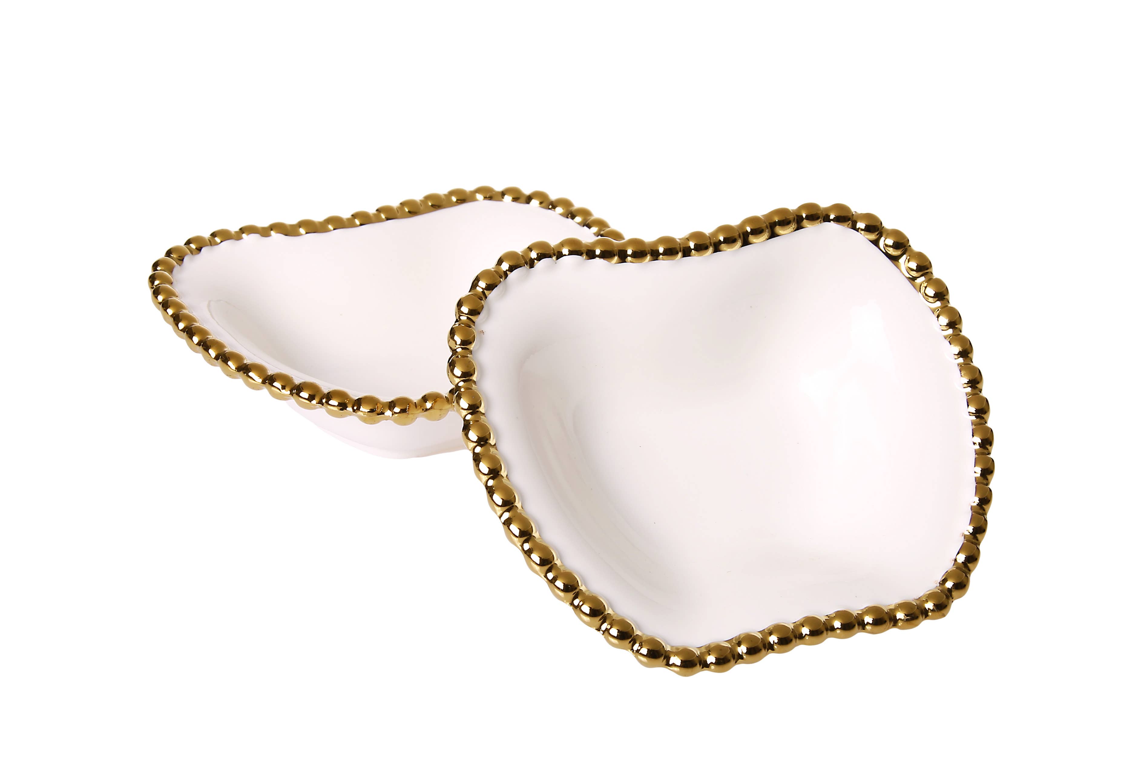 CLASSIC TOUCH DECOR INC. – wholesale Decorative plate/dish/bowl – 4.5”L Set Of 2 Apple Shaped Dishes Porcelain White0