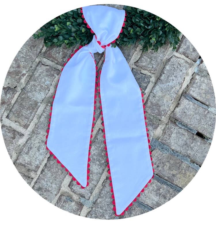THE ROYALTY COLLECTION - Wholesale Outdoor Ornament/Decor - White Cotton Pique Sash with Trim2