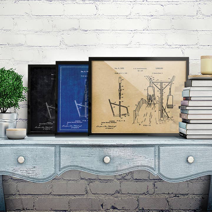 Original Ski Lift Patent Art Print - Snow Sports for wholesale by Fresh Prints of CT