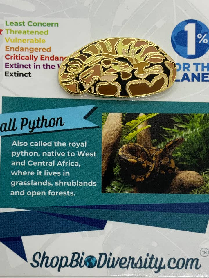Alfinete de esmalte Ball Python - Acessório Cute Snake Animal Lovers por atacado de Shop BioDiversity