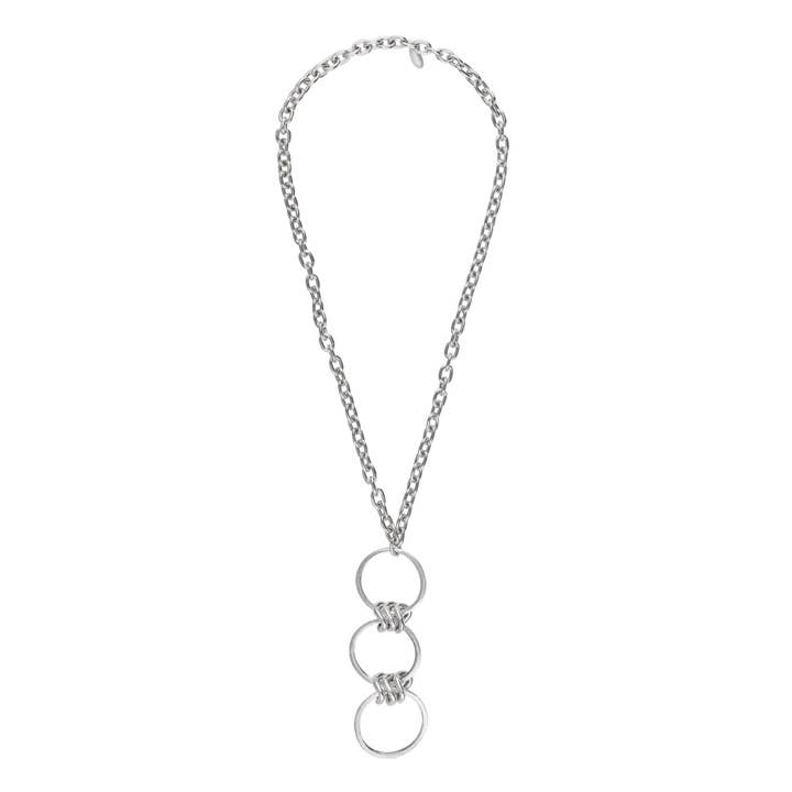 Colar de corrente banhado a prata aros de prata cachoeira 80cm por atacado de Gloria Mago