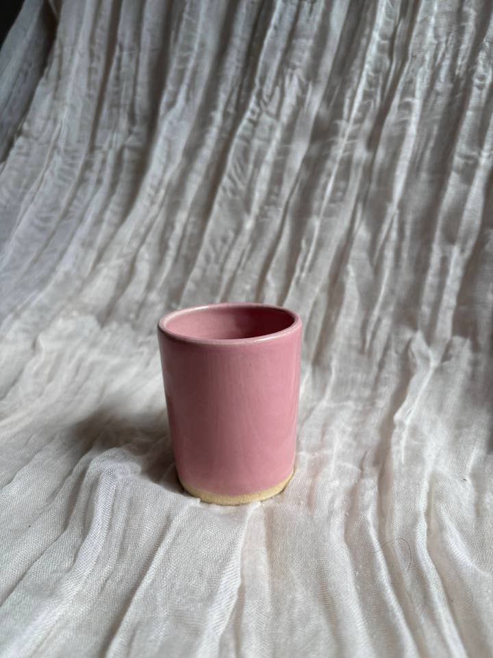 Candy Floss Pink Handmade Ceramic Double Espresso Cup for wholesale by Charlotte Manser Ceramics