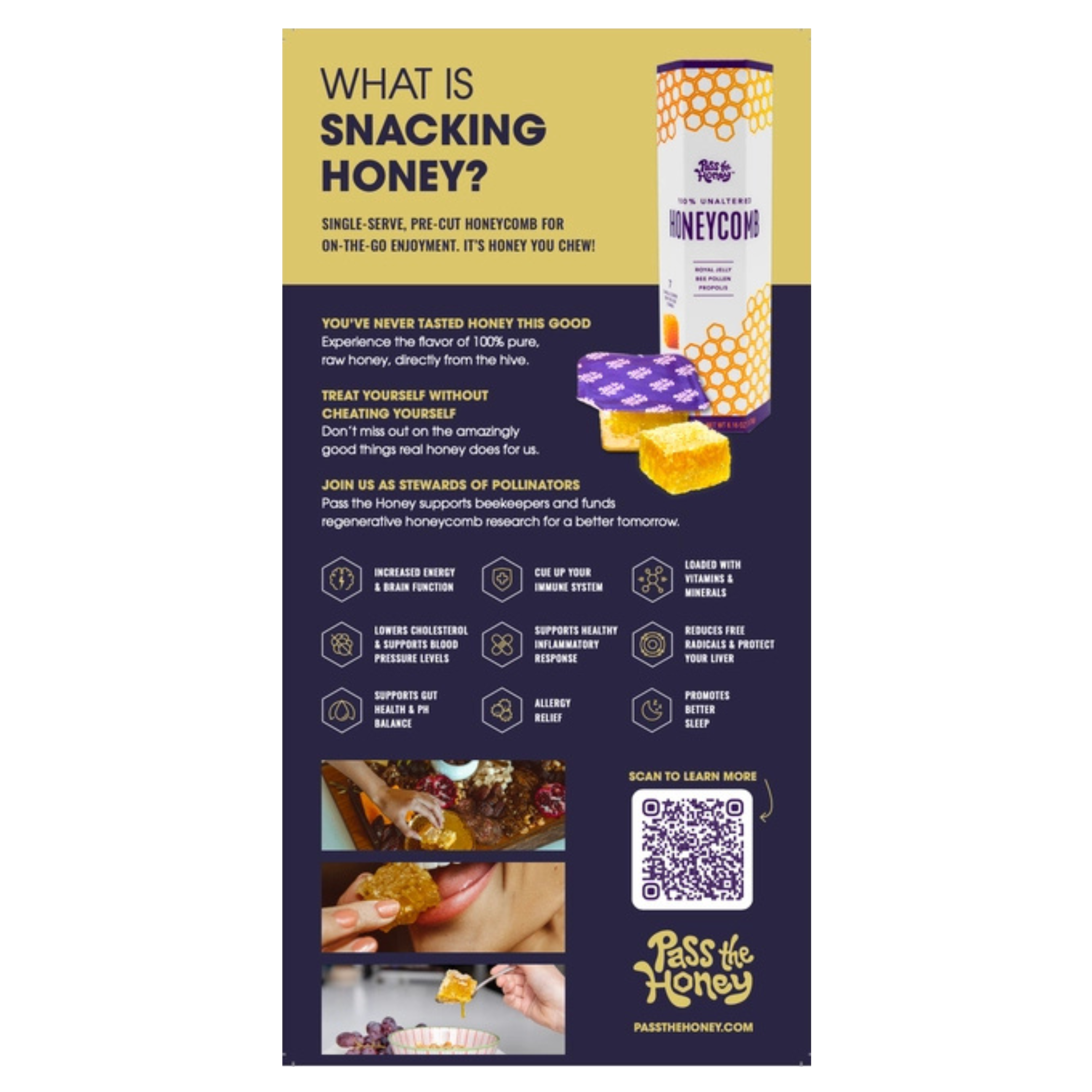 Pass the Honey - Wholesale Honey - 100% Pure Raw Snacking Honeycomb: 24ct in Retail Caddie5