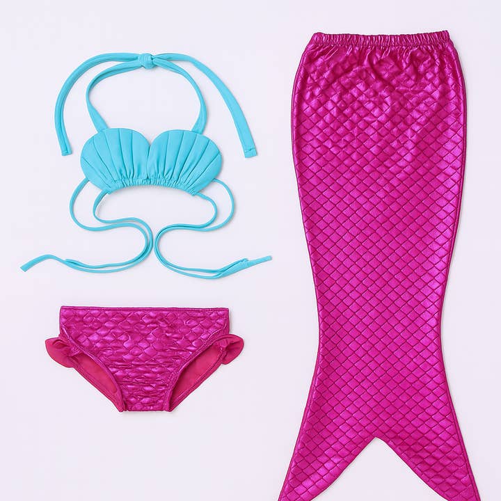 Blue-Pink 3pcs Girl Mermaid Outfit for wholesale by Fennco Styles