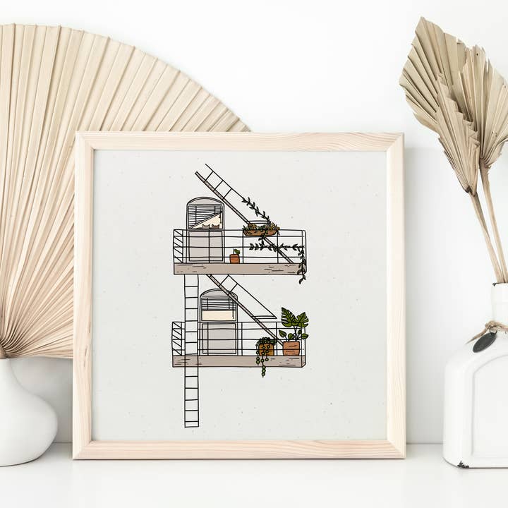 Cat Wall Art, Cat Home Decor, Cat Print, Plant Print for wholesale by Sun in Ink