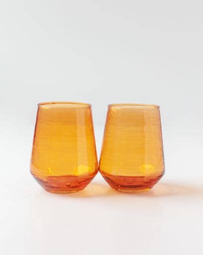 Acacia Creations - Vente Verre/tasse - Ensemble de 2 verres à eau soufflés à la main avec texture martelée9