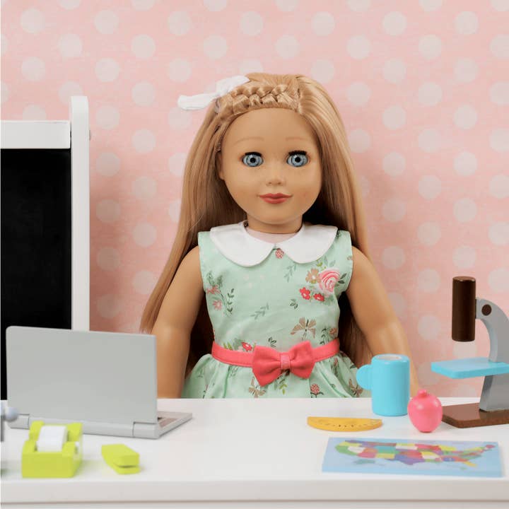 OrangeOnions - Wholesale Doll Accessory Kit - Kids - Playtime by Eimmie Furniture Classroom Set with Accessories (3 Desks)-18 Inch Doll