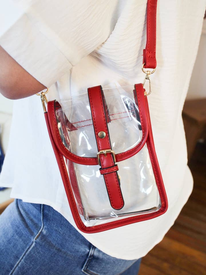 TG10608 Game Day Clear Buckle Strap Mini Crossbody Bag for wholesale by MiMi Wholesale