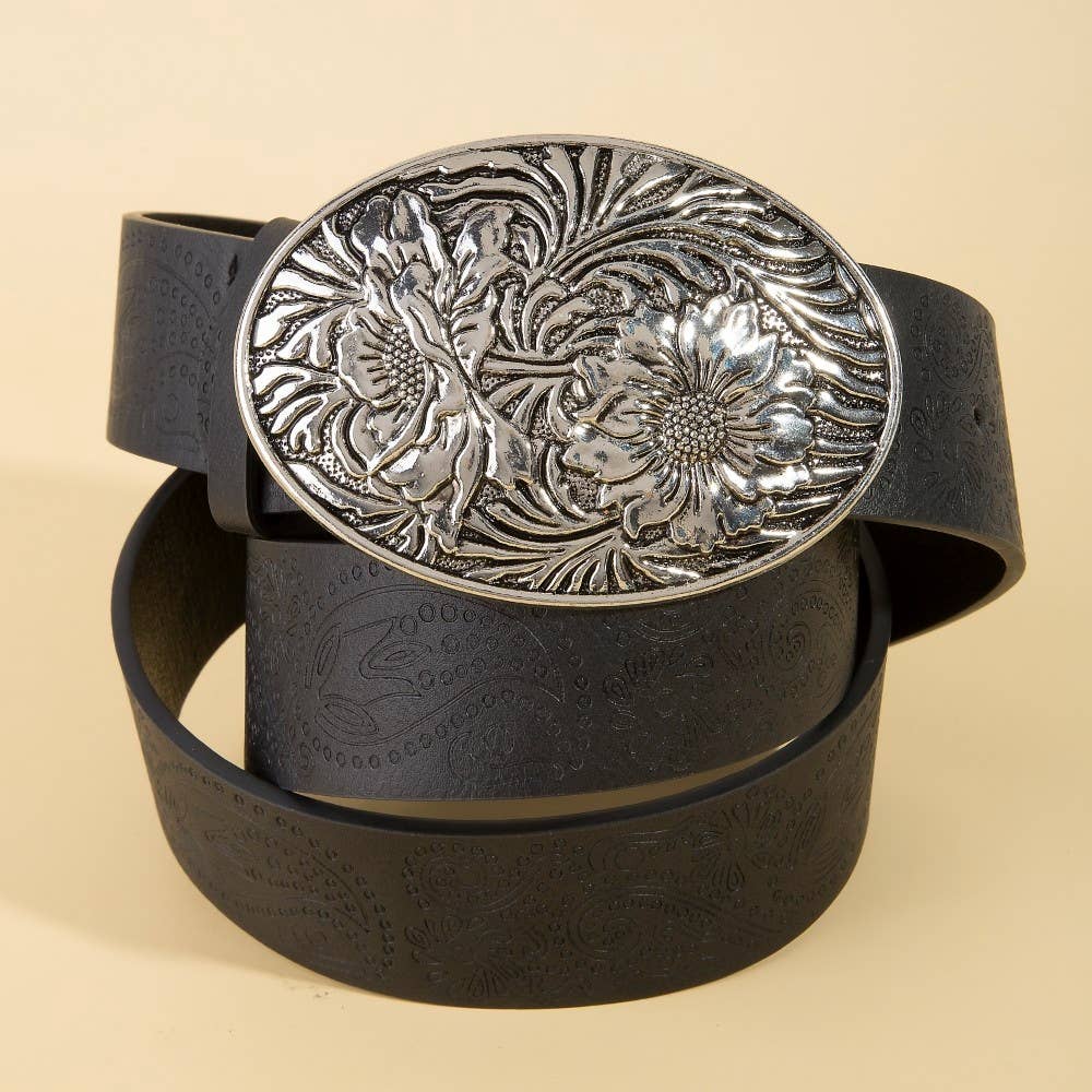 Anarchy Street – Großhandel Gürtel – Damen – Florale Schnalle Paisleymuster Veganer Ledergürtel0