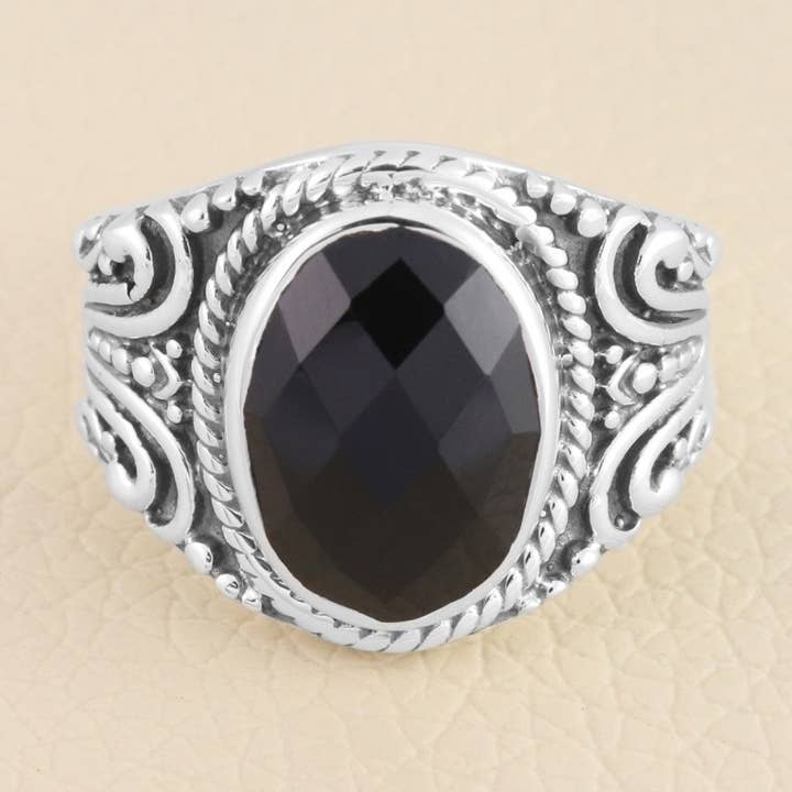 Black Onyx Men's Ring: 925 Sterling Silver Handmade Jewelry for wholesale by Jay Jools