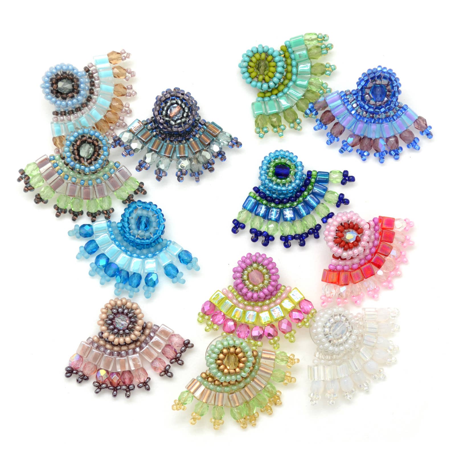 Dunitz & Company - Wholesale Dangle Earrings - Glass Bead Fan Ear Lobe Hugger Earrings - Handmade0