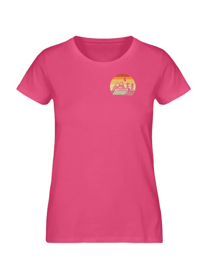Uwaldu – Großhandel T-Shirt mit Siebdruck – Damen – Camping by night - Damen Premium Organic Shirt