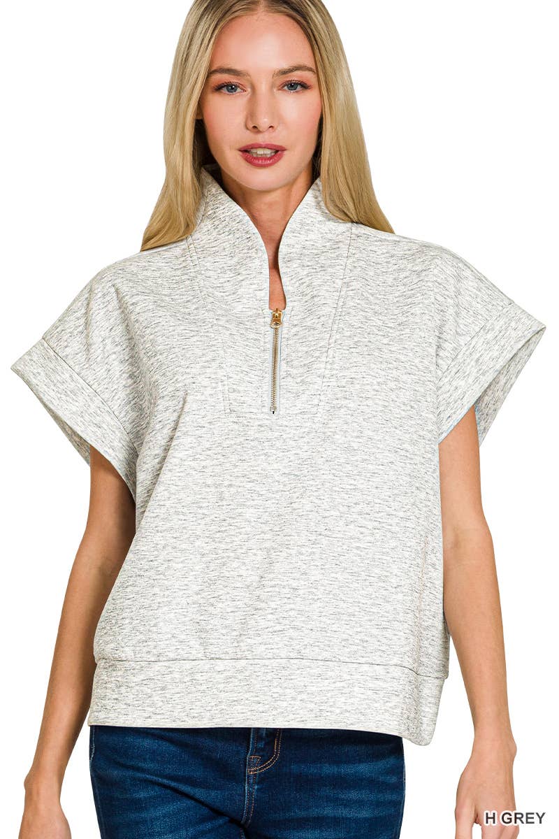 42POPS - Wholesale Sweatshirt - Women's - Scuba High Neck Half Zip Sweatshirt Top12