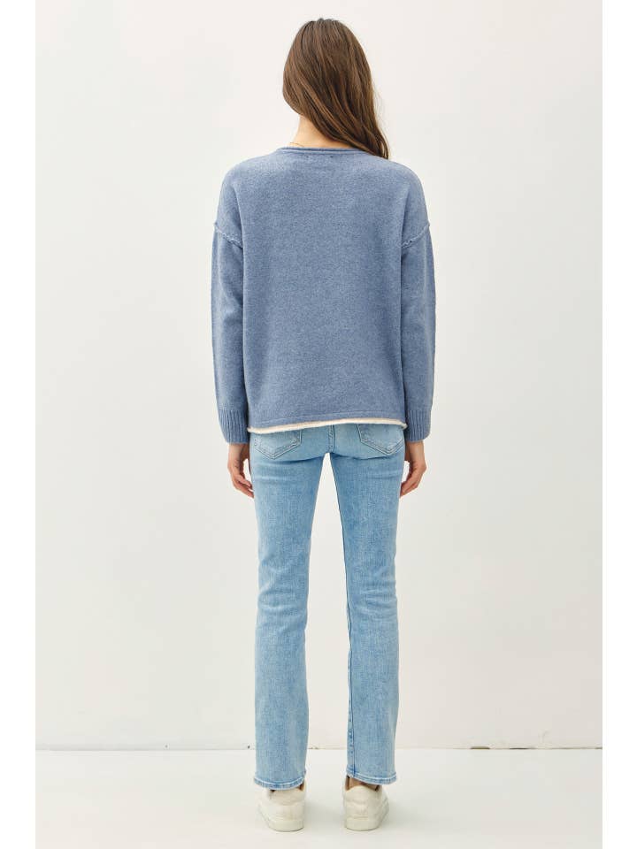 Be Cool - Wholesale Knit Sweater - Women's - COZY ACCENT COLOR SOLID SWEATER