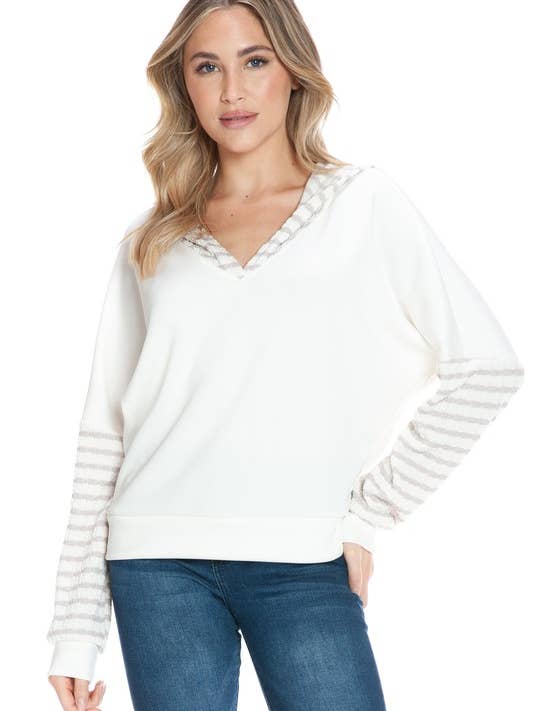 Hættetrøje med stribekontrast for engroshandel hos Ariella USA