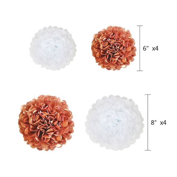 Rose Gold & White Pom Poms for wholesale by Your Party Box