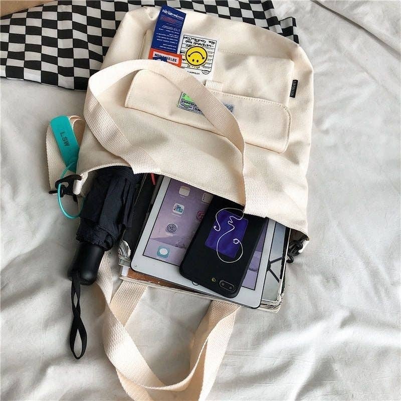 FurDecoration - Vendita all'ingrosso Borsa tote - Donna - Borsa a Tracolla Singola Versatile di Grande Capacità in Tela2