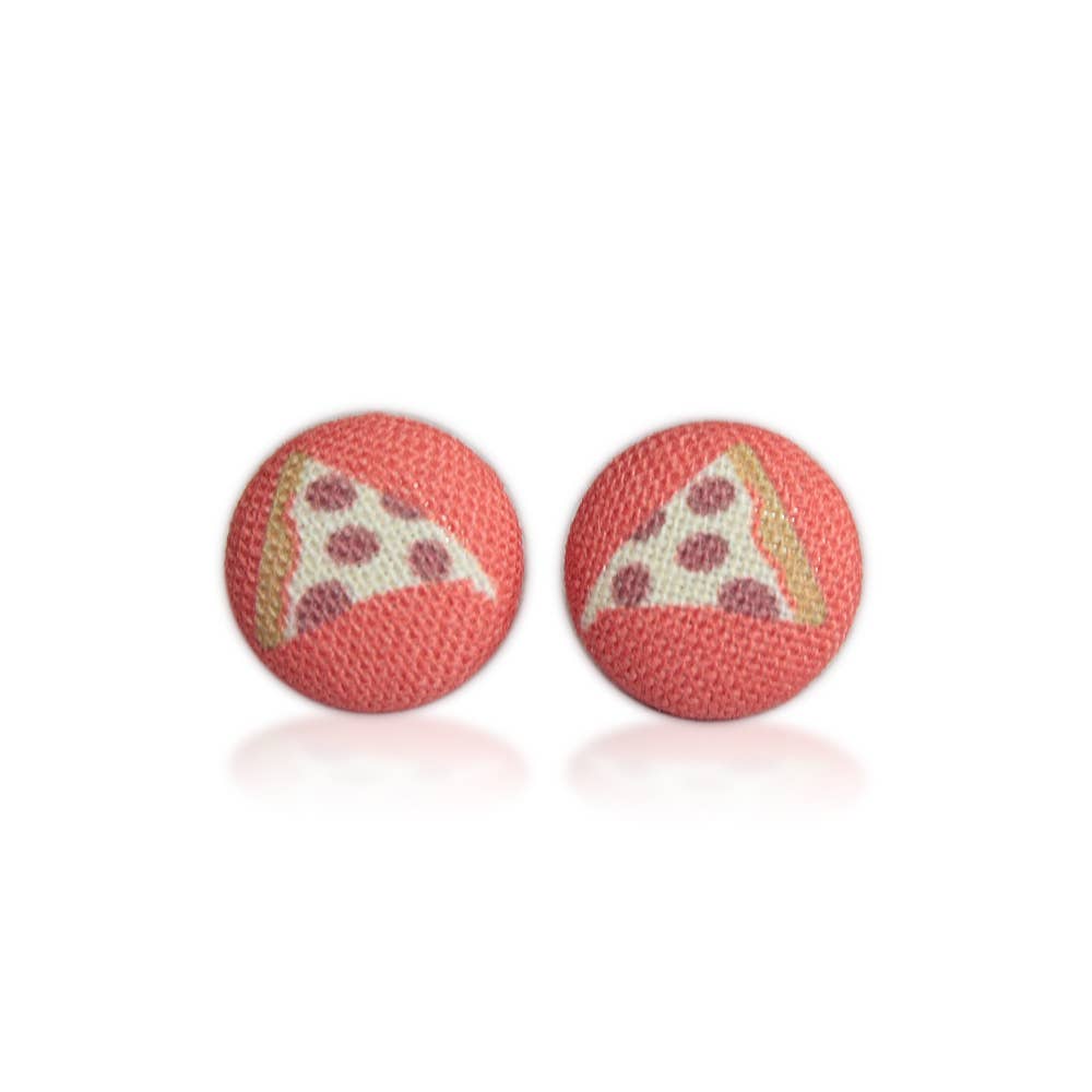 Rachel O's - Wholesale Stud/Post Earrings - Pizza Fabric Button Earrings4