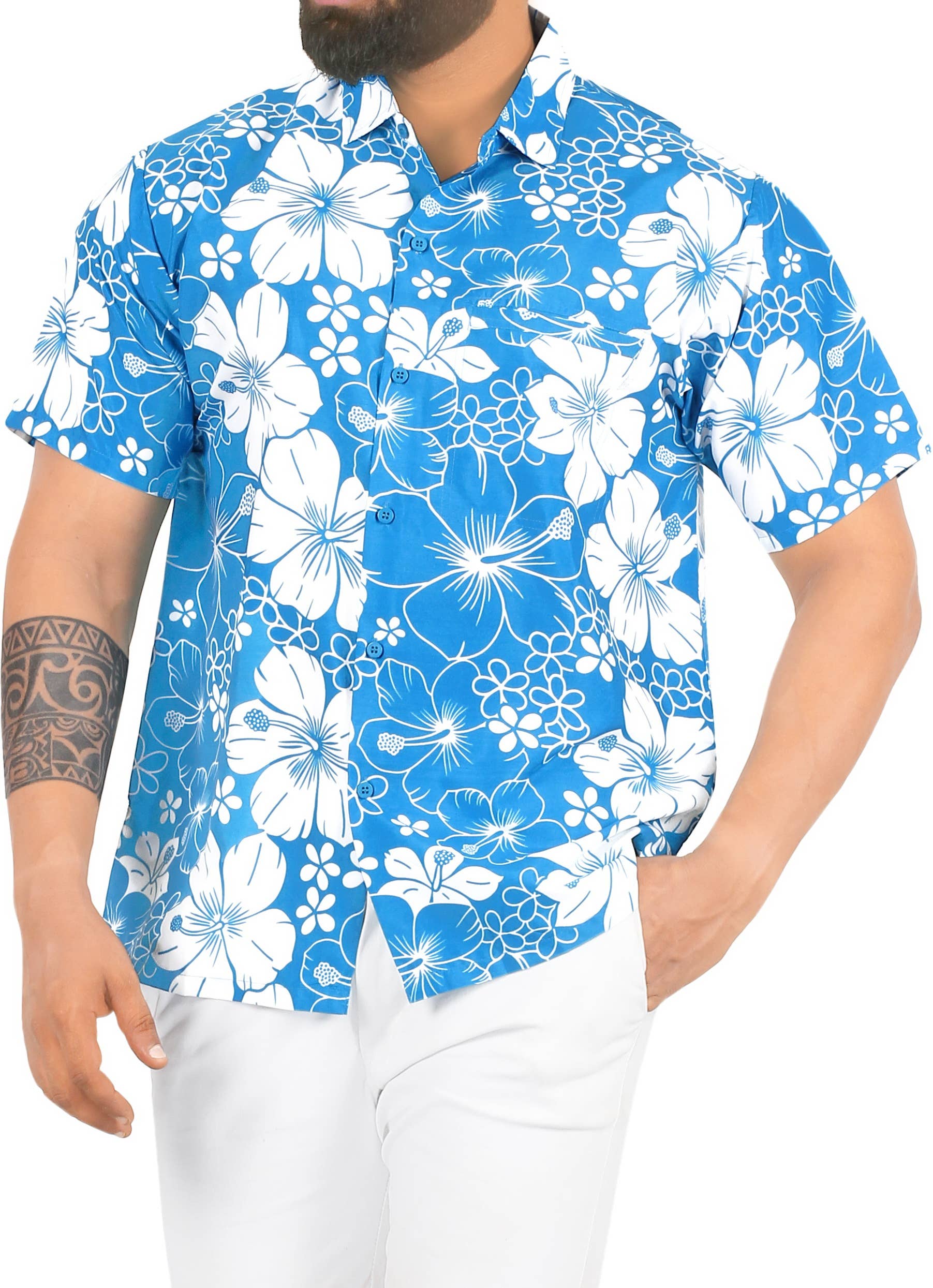 Under Armour White Blue Floral Combo Hawaiian Shirt Shorts and