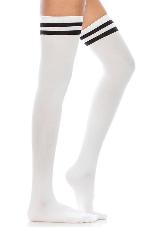 Branco Yemita Riscado Sobre os Joelhos Meias de Joelhos-Ym36-SOX para venda a revendedores na Faire1