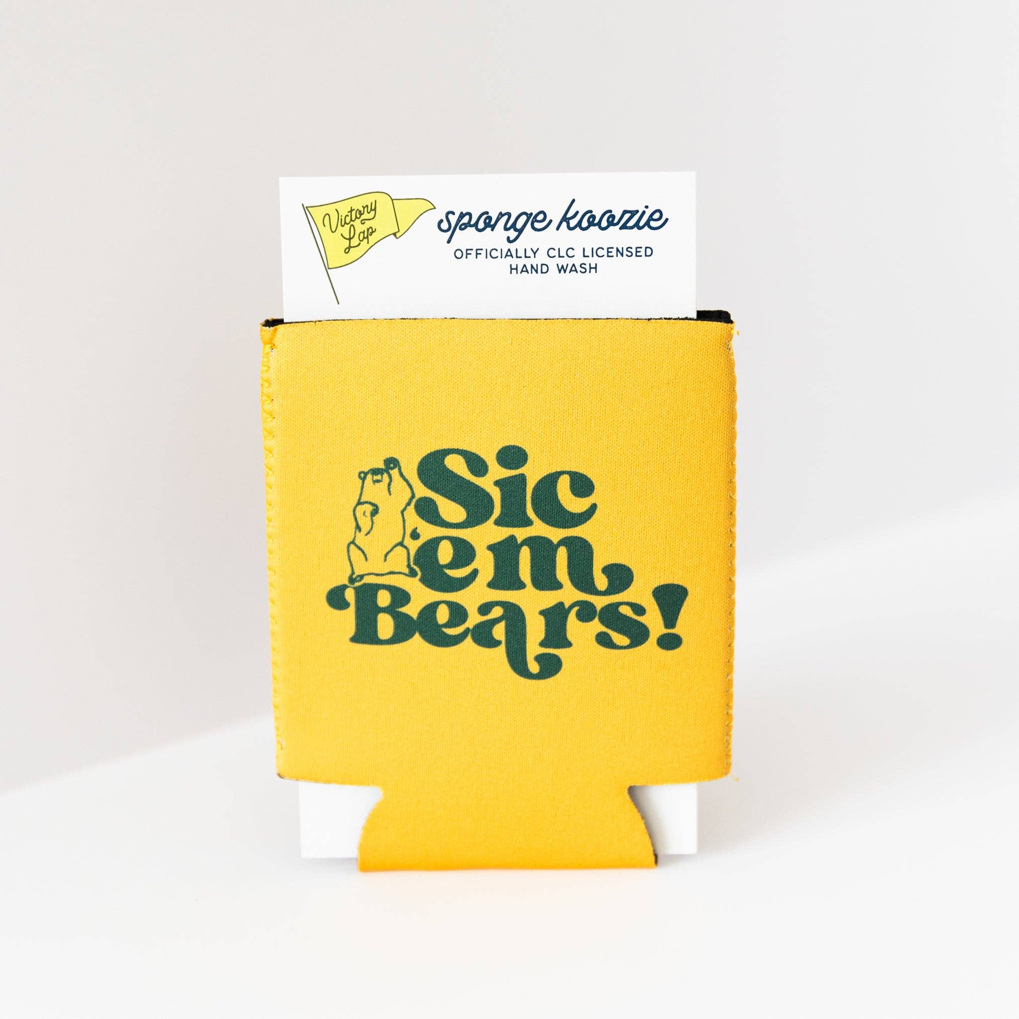 Victory Lap - Wholesale Drink Huggers & Koozies - Baylor Koozie - Yellow1