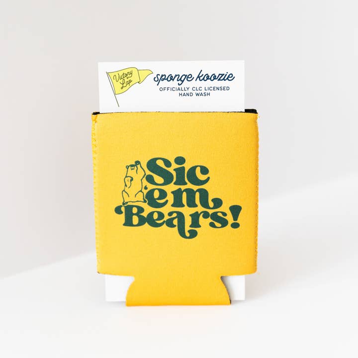 Victory Lap - Wholesale Drink Huggers & Koozies - Baylor Koozie - Yellow1