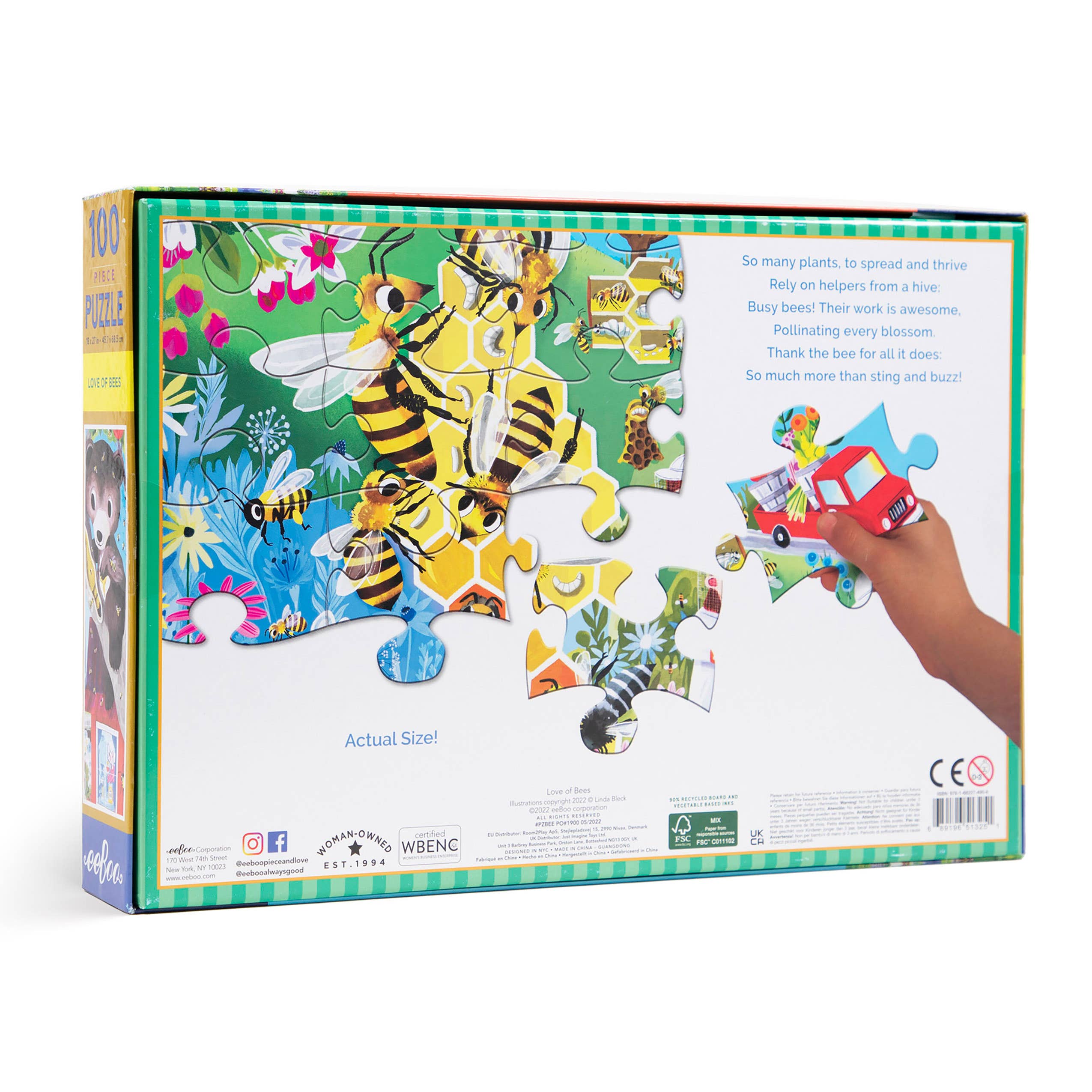 eeBoo - Vente Puzzle – enfant - Puzzle 100 pièces L'amour des abeilles1