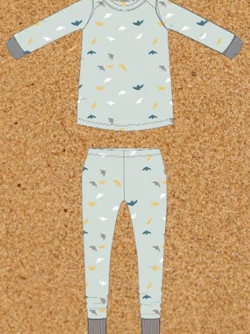 Pyjama à manches longues - Coton Pima - OISEAUX (12 mois à 5 ans) pour la vente par Rockin'Blinks