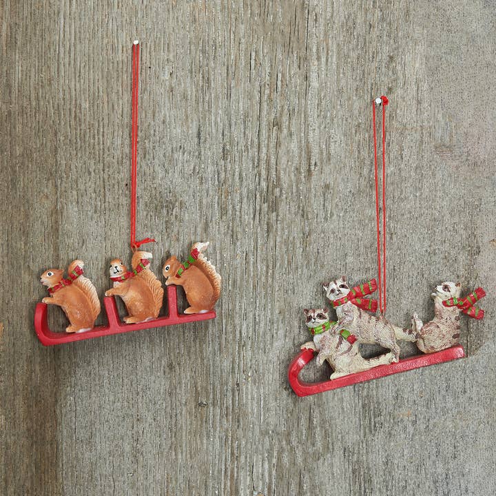 C&F Home - Vente Lots de décorations - Ensemble de 2 décorations de Noël en forme d'écureuil et de raton laveur2