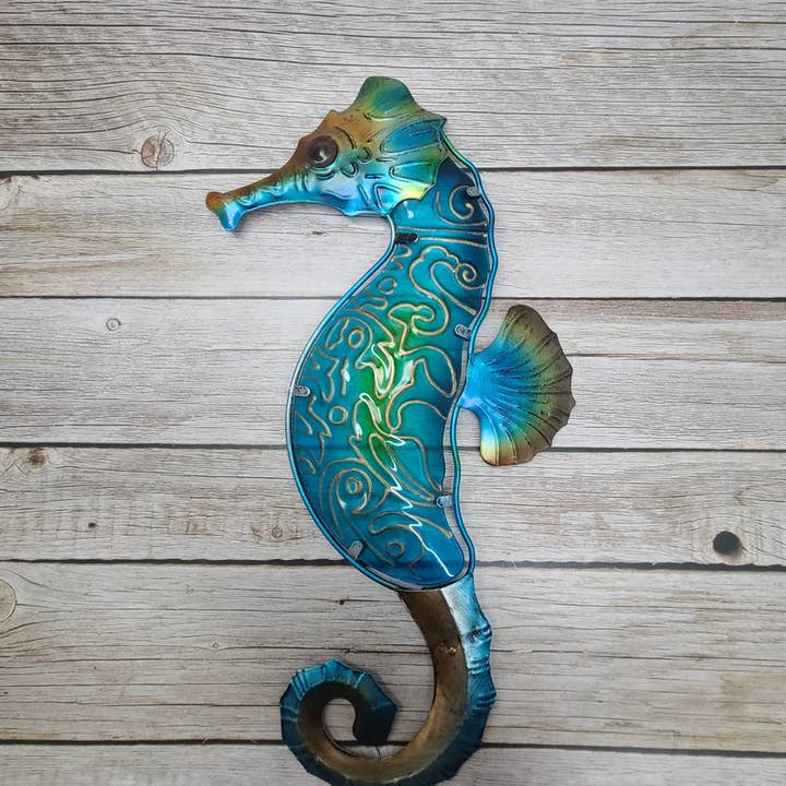 Orlando Warehouse84 - Wholesale Wall Art Set - Glass and Metal Seahorse Wall Decor