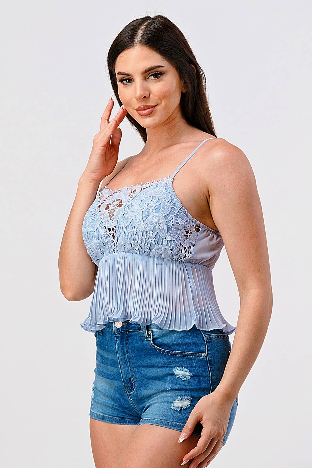 French Kiss - Vente Caraco – femme - Camisole #T4193 avec bordure en dentelle2