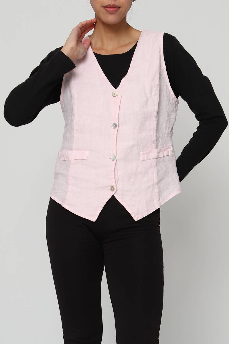 LÉA & LUC - Wholesale Button Down Shirt - Women's - Sleeveless shirt in 100% Linen REF. 514624