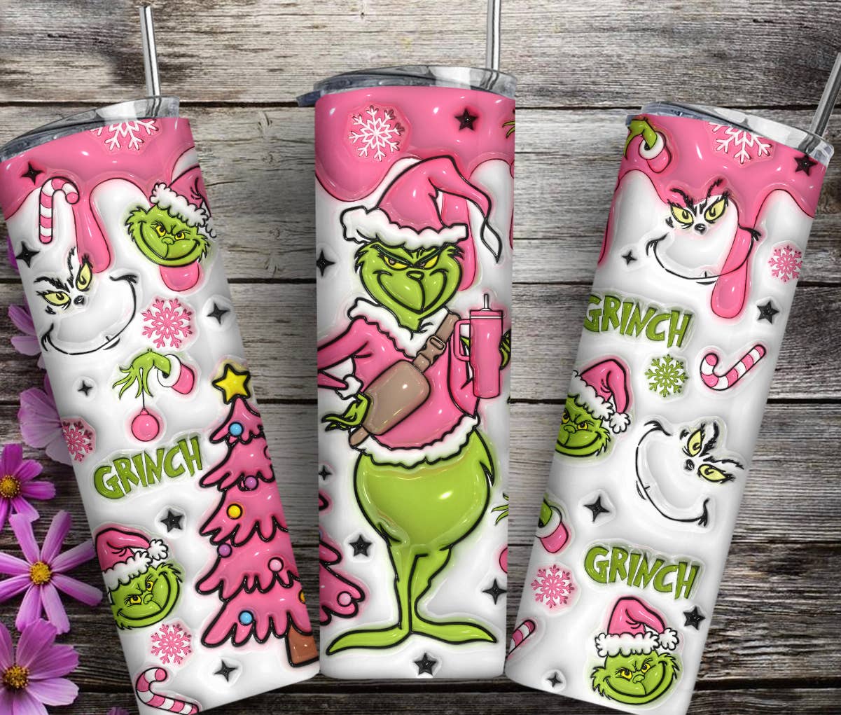 Creations by Trudy - Wholesale Insulated Mug/Tumbler - Bougie grinch bubble art- 20oz tumbler