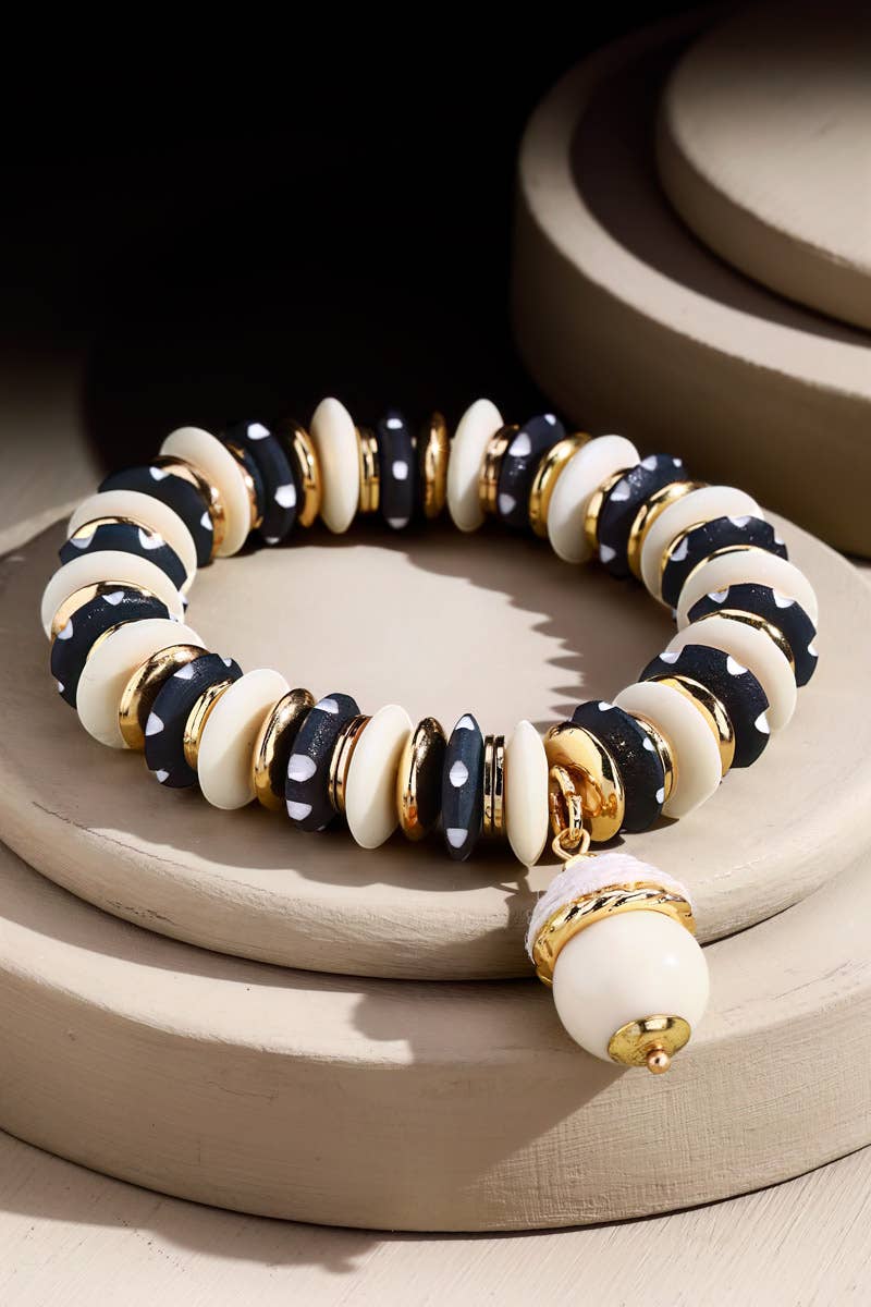 Black Bk  Handcrafted Metal & Bone Bead Bracelet for wholesale on Faire2