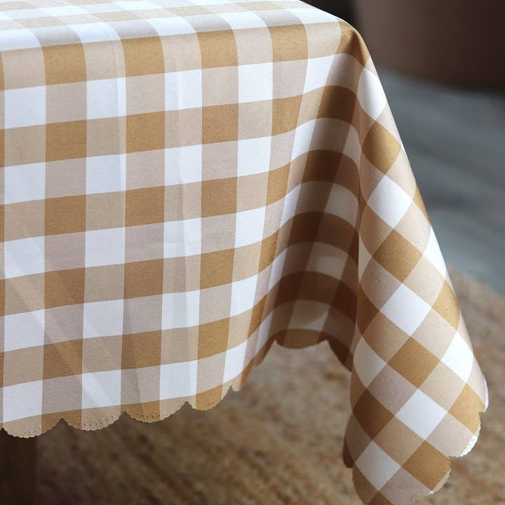 SUN AND DAY - Wholesale Tablecloth - Gingham Check Scallop Edge Tablecloth 2.2M X 1.4M