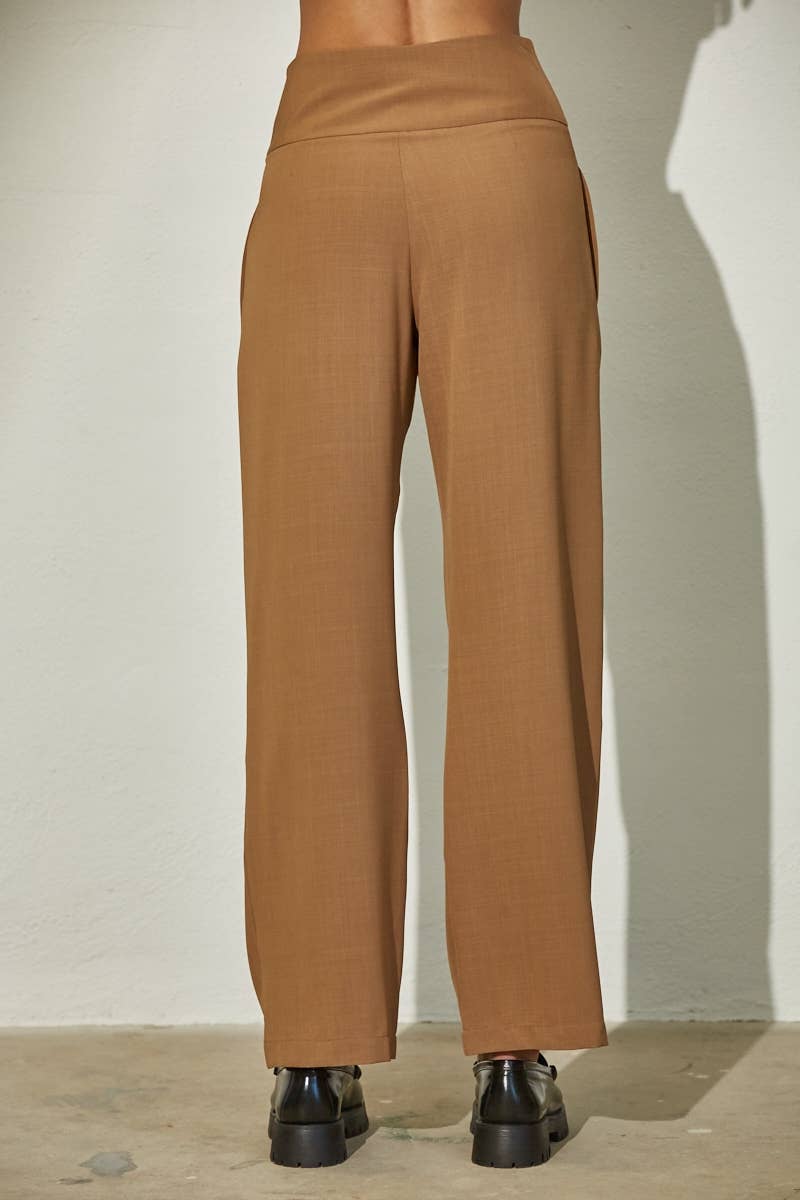 MOCHA High Waisted Pleated Button Down Wide Pants for wholesale on Faire2