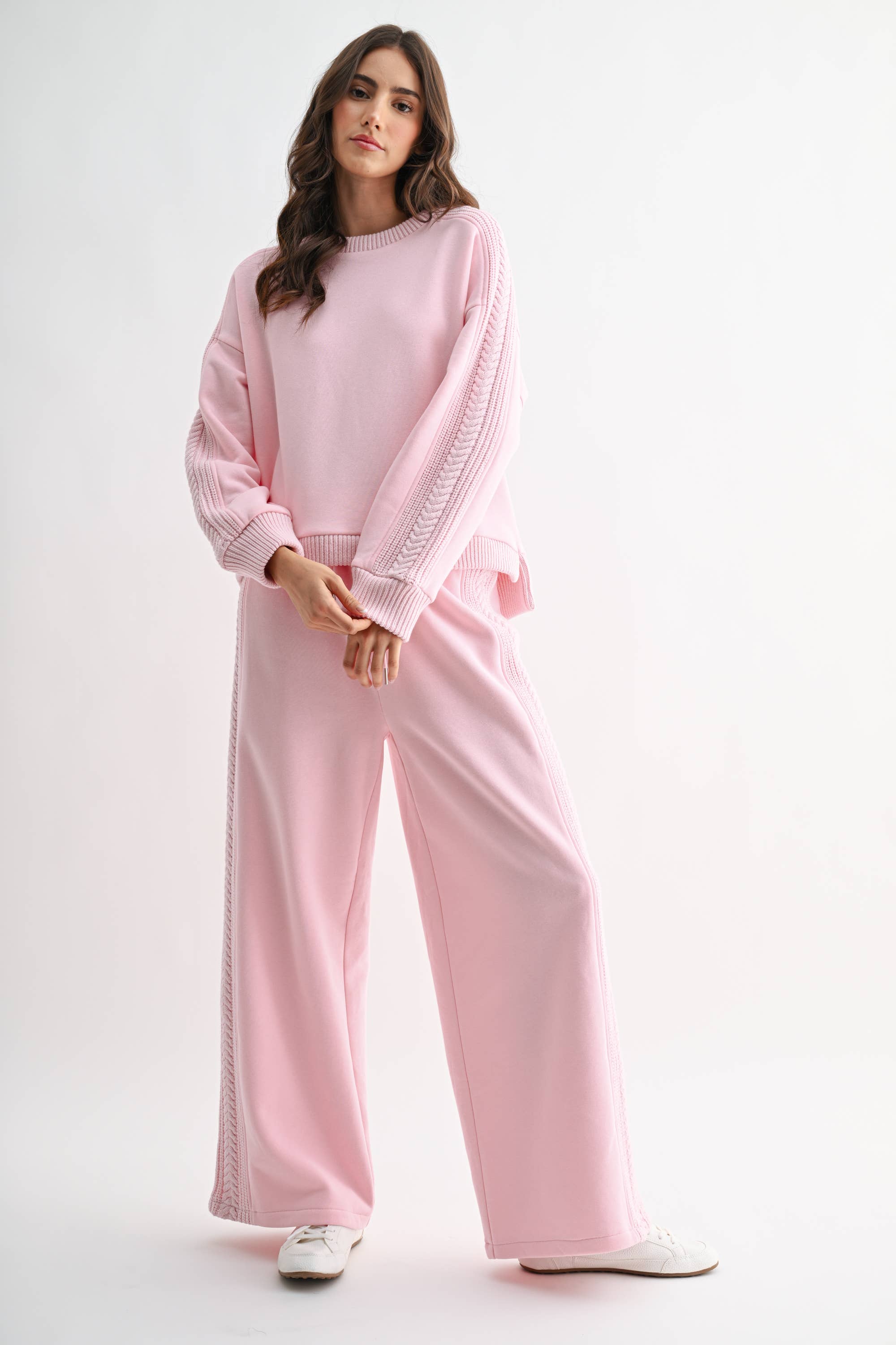 Camellia – wholesale Tops set – Women's – CS10248E CABLE KNIT TRIM OVERSIZED LOUNGE SET16