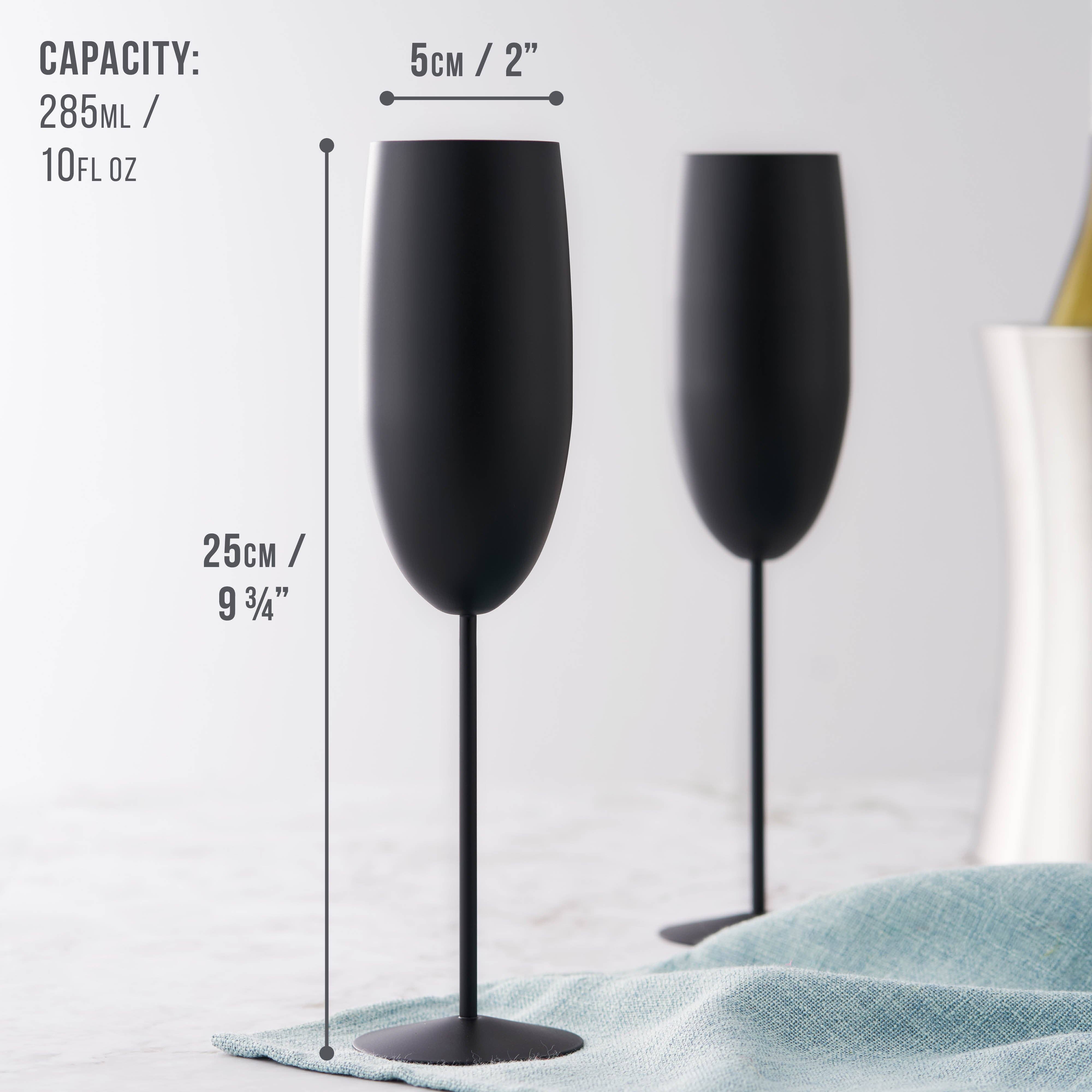 Oak & Steel – wholesale Champagne flute – 4 Matte Black Champagne Flutes3