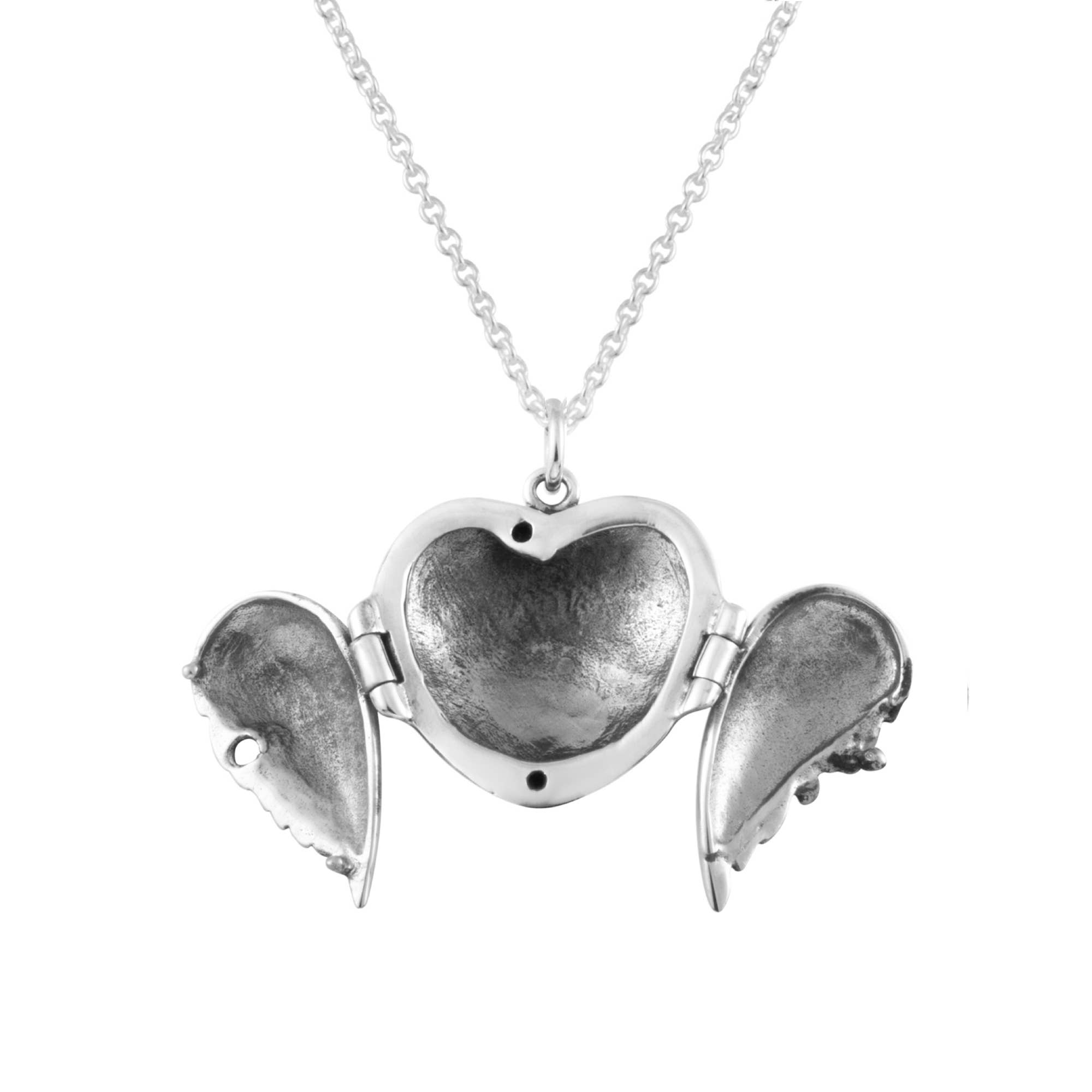 Silver Jewellery Cavern Wholesale – wholesale Halsband med medaljong – Fint 925 Silver Änglavinge Medaljong (USA-DDP)2