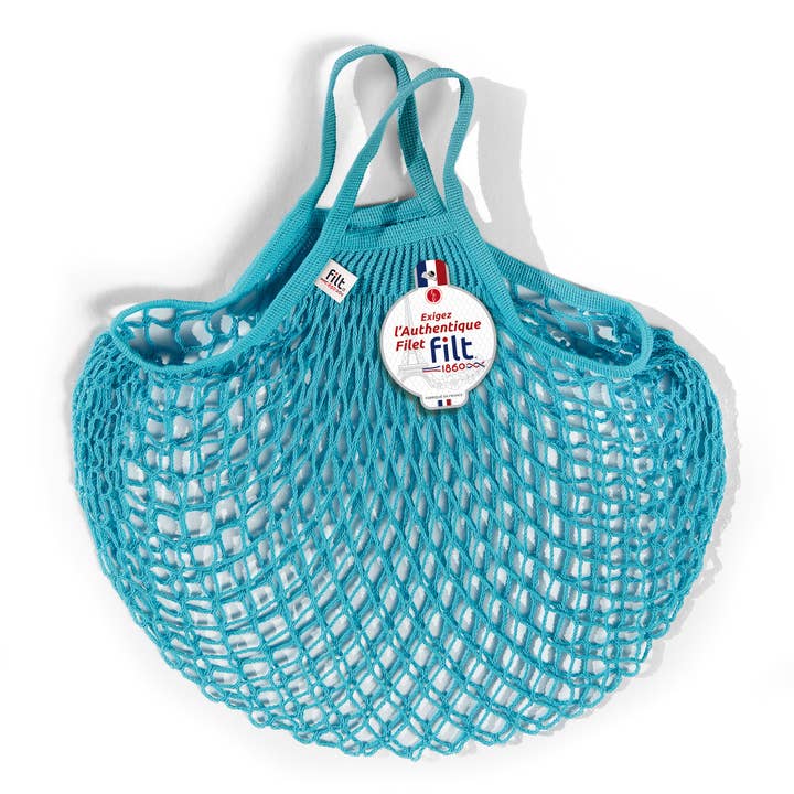 Filt1860 - Wholesale Grocery/Shopping Bag - Net shopping bag Bleu Joyau small handles 0